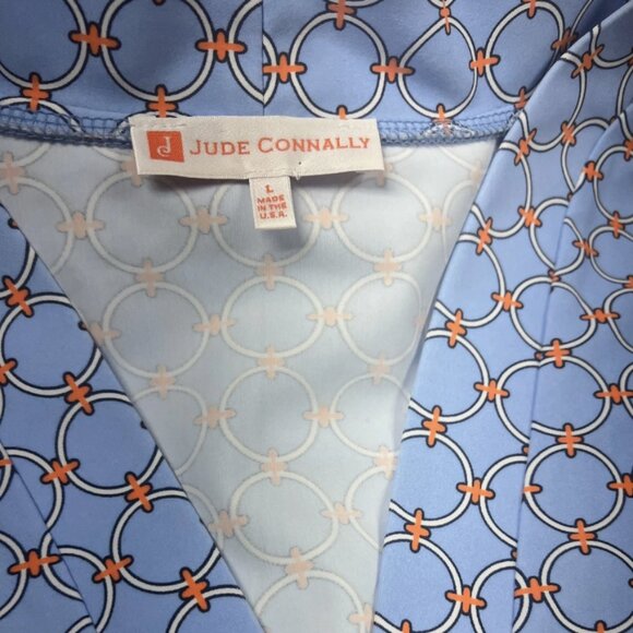 Jude Connally Sky Blue Geometric Tiered Midi Dress - Picture 2 of 5